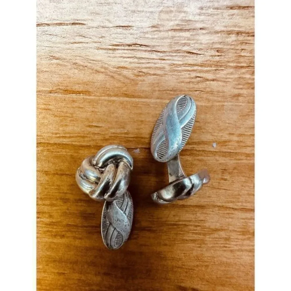 Love Knot Infinity European Cufflinks Hallmarked 835 Silver Figure 8‎ Vintage